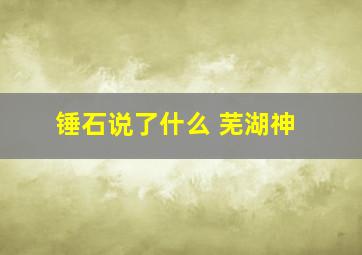 锤石说了什么 芜湖神